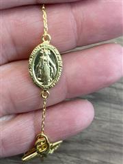 Gold Plated 925 Sterling Silver Diamond Cut Rosary Bracelet 7.5